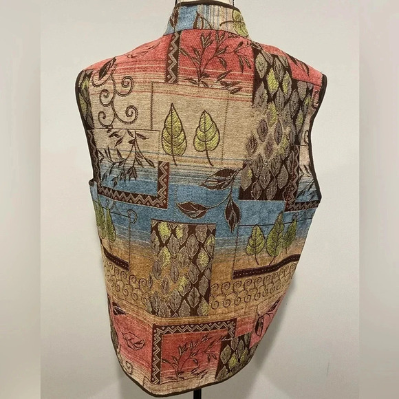 Alfred Dunner Ladies Tapestry Vest Cider House Fall Foliage Design Size 14 - Picture 6 of 9